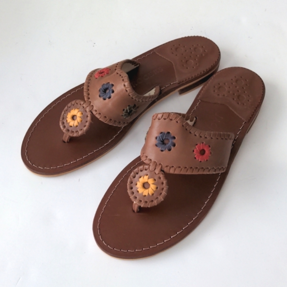 Jack Rogers Classic Sandal New Natural Jacks Cognac Multi size 9 New Box